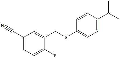 4-fluoro-3-({[4-(propan-2-yl)phenyl]sulfanyl}methyl)benzonitrile Struktur