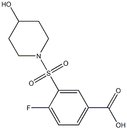 4-fluoro-3-[(4-hydroxypiperidine-1-)sulfonyl]benzoic acid 结构式