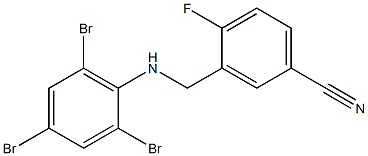 4-fluoro-3-{[(2,4,6-tribromophenyl)amino]methyl}benzonitrile,,结构式