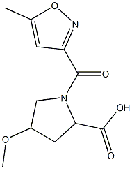 4-methoxy-1-[(5-methyl-1,2-oxazol-3-yl)carbonyl]pyrrolidine-2-carboxylic acid 化学構造式