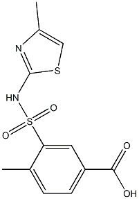 4-methyl-3-[(4-methyl-1,3-thiazol-2-yl)sulfamoyl]benzoic acid,,结构式