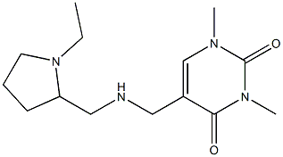 5-({[(1-ethylpyrrolidin-2-yl)methyl]amino}methyl)-1,3-dimethyl-1,2,3,4-tetrahydropyrimidine-2,4-dione Struktur