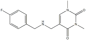 5-({[(4-fluorophenyl)methyl]amino}methyl)-1,3-dimethyl-1,2,3,4-tetrahydropyrimidine-2,4-dione Struktur