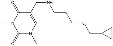 5-({[3-(cyclopropylmethoxy)propyl]amino}methyl)-1,3-dimethyl-1,2,3,4-tetrahydropyrimidine-2,4-dione,,结构式