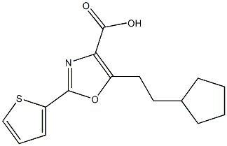 5-(2-cyclopentylethyl)-2-(thiophen-2-yl)-1,3-oxazole-4-carboxylic acid,,结构式