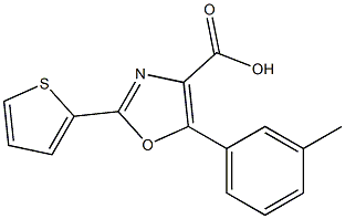 5-(3-methylphenyl)-2-(thiophen-2-yl)-1,3-oxazole-4-carboxylic acid,,结构式