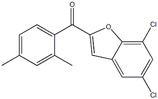 5,7-dichloro-2-[(2,4-dimethylphenyl)carbonyl]-1-benzofuran,,结构式