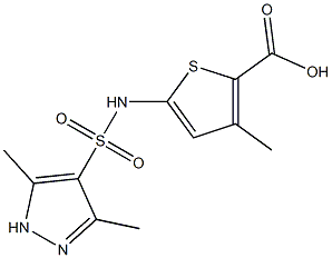 5-[(3,5-dimethyl-1H-pyrazole-4-)sulfonamido]-3-methylthiophene-2-carboxylic acid Structure