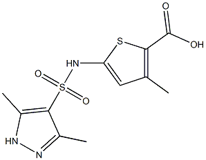 5-[(3,5-dimethyl-1H-pyrazole-4-)sulfonamido]-3-methylthiophene-2-carboxylic acid,,结构式