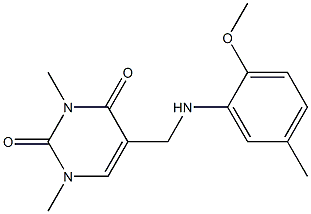 5-{[(2-methoxy-5-methylphenyl)amino]methyl}-1,3-dimethyl-1,2,3,4-tetrahydropyrimidine-2,4-dione Struktur