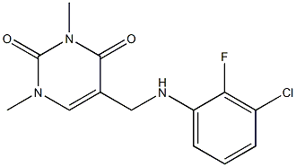 5-{[(3-chloro-2-fluorophenyl)amino]methyl}-1,3-dimethyl-1,2,3,4-tetrahydropyrimidine-2,4-dione 结构式