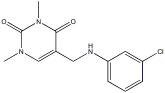 5-{[(3-chlorophenyl)amino]methyl}-1,3-dimethyl-1,2,3,4-tetrahydropyrimidine-2,4-dione,,结构式