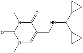 5-{[(dicyclopropylmethyl)amino]methyl}-1,3-dimethyl-1,2,3,4-tetrahydropyrimidine-2,4-dione Struktur