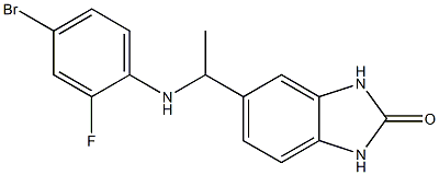 5-{1-[(4-bromo-2-fluorophenyl)amino]ethyl}-2,3-dihydro-1H-1,3-benzodiazol-2-one Struktur