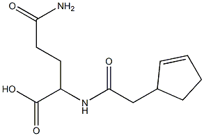5-amino-2-[(cyclopent-2-en-1-ylacetyl)amino]-5-oxopentanoic acid,,结构式