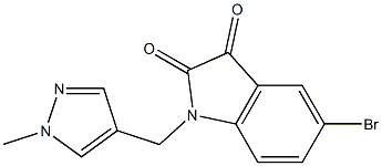 5-bromo-1-[(1-methyl-1H-pyrazol-4-yl)methyl]-2,3-dihydro-1H-indole-2,3-dione,,结构式