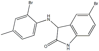 5-bromo-3-[(2-bromo-4-methylphenyl)amino]-2,3-dihydro-1H-indol-2-one,,结构式