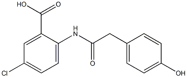 5-chloro-2-[2-(4-hydroxyphenyl)acetamido]benzoic acid,,结构式