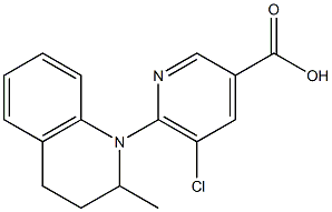 5-chloro-6-(2-methyl-1,2,3,4-tetrahydroquinolin-1-yl)pyridine-3-carboxylic acid,,结构式