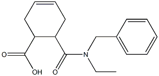 6-[benzyl(ethyl)carbamoyl]cyclohex-3-ene-1-carboxylic acid Struktur