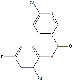 6-chloro-N-(2-chloro-4-fluorophenyl)pyridine-3-carboxamide 化学構造式