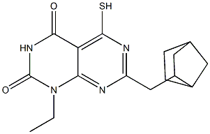 7-(bicyclo[2.2.1]hept-2-ylmethyl)-1-ethyl-5-mercaptopyrimido[4,5-d]pyrimidine-2,4(1H,3H)-dione Structure