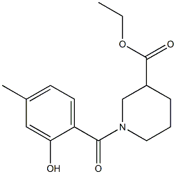 ethyl 1-[(2-hydroxy-4-methylphenyl)carbonyl]piperidine-3-carboxylate Struktur