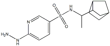 N-(1-{bicyclo[2.2.1]heptan-2-yl}ethyl)-6-hydrazinylpyridine-3-sulfonamide 化学構造式