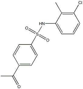 N-(3-chloro-2-methylphenyl)-4-acetylbenzene-1-sulfonamide,,结构式