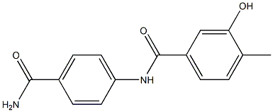 N-(4-carbamoylphenyl)-3-hydroxy-4-methylbenzamide Struktur