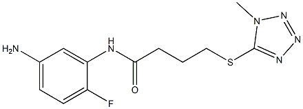 N-(5-amino-2-fluorophenyl)-4-[(1-methyl-1H-1,2,3,4-tetrazol-5-yl)sulfanyl]butanamide 结构式