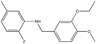 N-[(3-ethoxy-4-methoxyphenyl)methyl]-2-fluoro-5-methylaniline 化学構造式