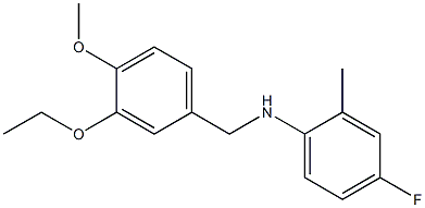 N-[(3-ethoxy-4-methoxyphenyl)methyl]-4-fluoro-2-methylaniline 化学構造式