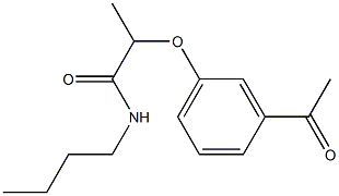 N-butyl-2-(3-acetylphenoxy)propanamide 化学構造式