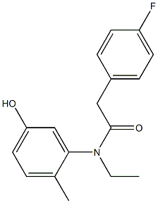 N-ethyl-2-(4-fluorophenyl)-N-(5-hydroxy-2-methylphenyl)acetamide Struktur