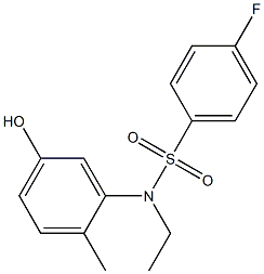 N-ethyl-4-fluoro-N-(5-hydroxy-2-methylphenyl)benzene-1-sulfonamide 化学構造式