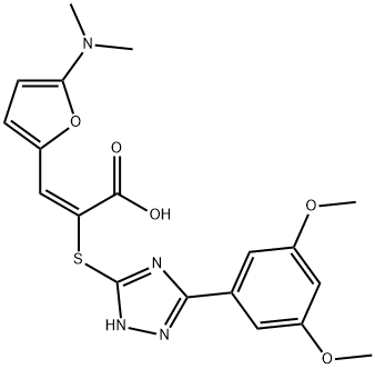  2-Propenoic  acid,  2-[[3-(3,5-dimethoxyphenyl)-1H-1,2,4-triazol-5-yl]thio]-3-[5-(dimethylamino)-2-furanyl]-,  (2E)-