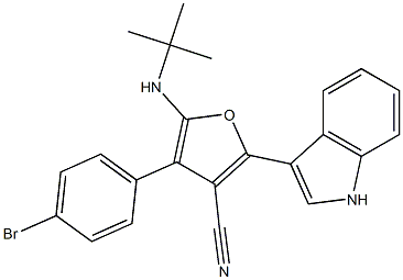 3-Furancarbonitrile,  4-(4-bromophenyl)-5-[(1,1-dimethylethyl)amino]-2-(1H-indol-3-yl)-,1001125-29-6,结构式