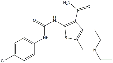 2-{[(4-chloroanilino)carbonyl]amino}-6-ethyl-4,5,6,7-tetrahydrothieno[2,3-c]pyridine-3-carboxamide Structure