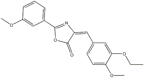 4-(3-ethoxy-4-methoxybenzylidene)-2-(3-methoxyphenyl)-1,3-oxazol-5(4H)-one 化学構造式