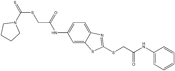 2-({2-[(2-anilino-2-oxoethyl)sulfanyl]-1,3-benzothiazol-6-yl}amino)-2-oxoethyl 1-pyrrolidinecarbodithioate Structure