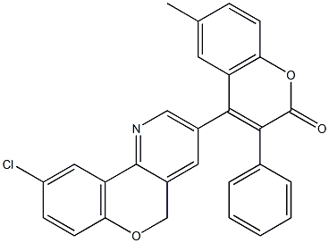 4-(9-chloro-5H-chromeno[4,3-b]pyridin-3-yl)-6-methyl-3-phenyl-2H-chromen-2-one,,结构式