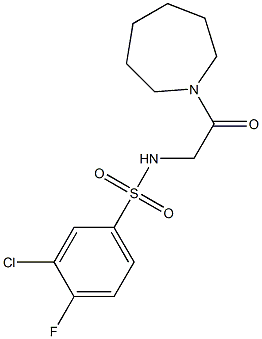 N-[2-(1-azepanyl)-2-oxoethyl]-3-chloro-4-fluorobenzenesulfonamide,,结构式
