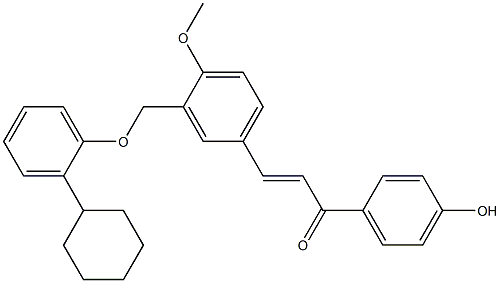 3-{3-[(2-cyclohexylphenoxy)methyl]-4-methoxyphenyl}-1-(4-hydroxyphenyl)-2-propen-1-one,,结构式