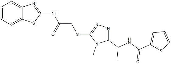 N-[1-(5-{[2-(1,3-benzothiazol-2-ylamino)-2-oxoethyl]sulfanyl}-4-methyl-4H-1,2,4-triazol-3-yl)ethyl]-2-thiophenecarboxamide Structure