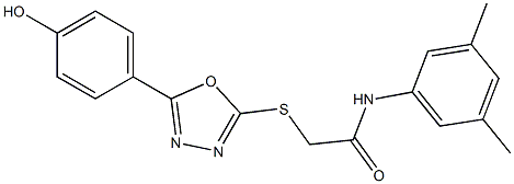 N-(3,5-dimethylphenyl)-2-{[5-(4-hydroxyphenyl)-1,3,4-oxadiazol-2-yl]sulfanyl}acetamide 化学構造式