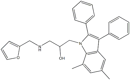 1-(5,7-dimethyl-2,3-diphenyl-1H-indol-1-yl)-3-[(2-furylmethyl)amino]-2-propanol 化学構造式