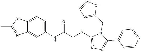 2-{[4-(furan-2-ylmethyl)-5-pyridin-4-yl-4H-1,2,4-triazol-3-yl]sulfanyl}-N-(2-methyl-1,3-benzothiazol-5-yl)acetamide Structure