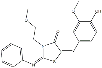  5-(4-hydroxy-3-methoxybenzylidene)-3-(2-methoxyethyl)-2-(phenylimino)-1,3-thiazolidin-4-one