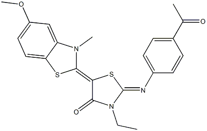 2-[(4-acetylphenyl)imino]-3-ethyl-5-(5-methoxy-3-methyl-1,3-benzothiazol-2(3H)-ylidene)-1,3-thiazolidin-4-one Structure